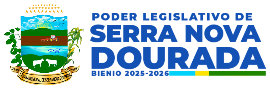 Brasão e nome do Poder Legislativo de Serra Nova Dourada